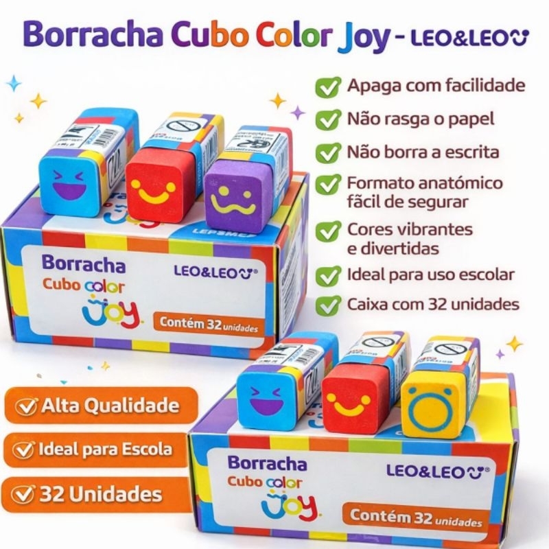 Borracha decorada Cubo Color joy  Leo&Leo 32 und Escolar, escritório Macia Alta Qualidade Não Mancha em Oferta na Shopee