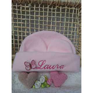 Kit Touca do bebê Rosa com borboleta 3D personalizada Menina em Oferta na Shopee