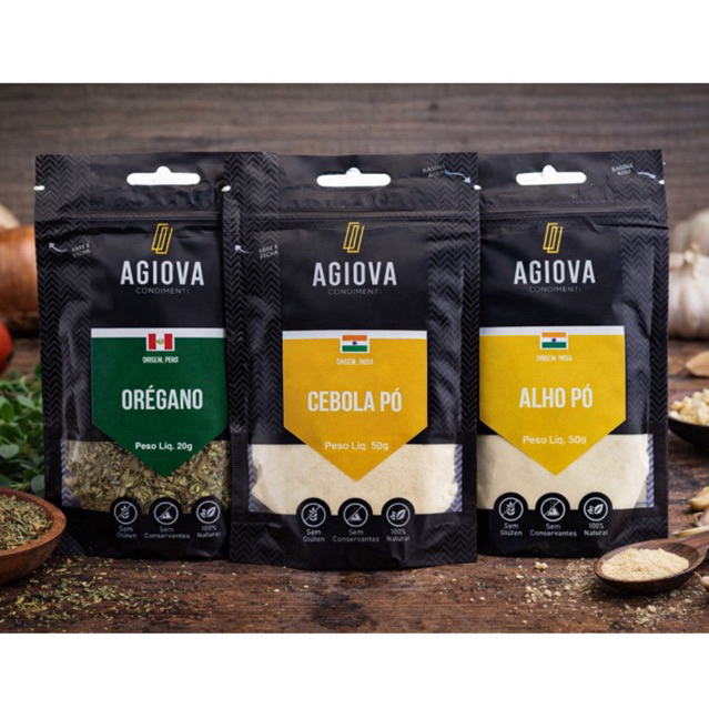 Kit Temperos Essenciais- Orégano / Cebola em pó/ Alho em pó (100% Natural)
