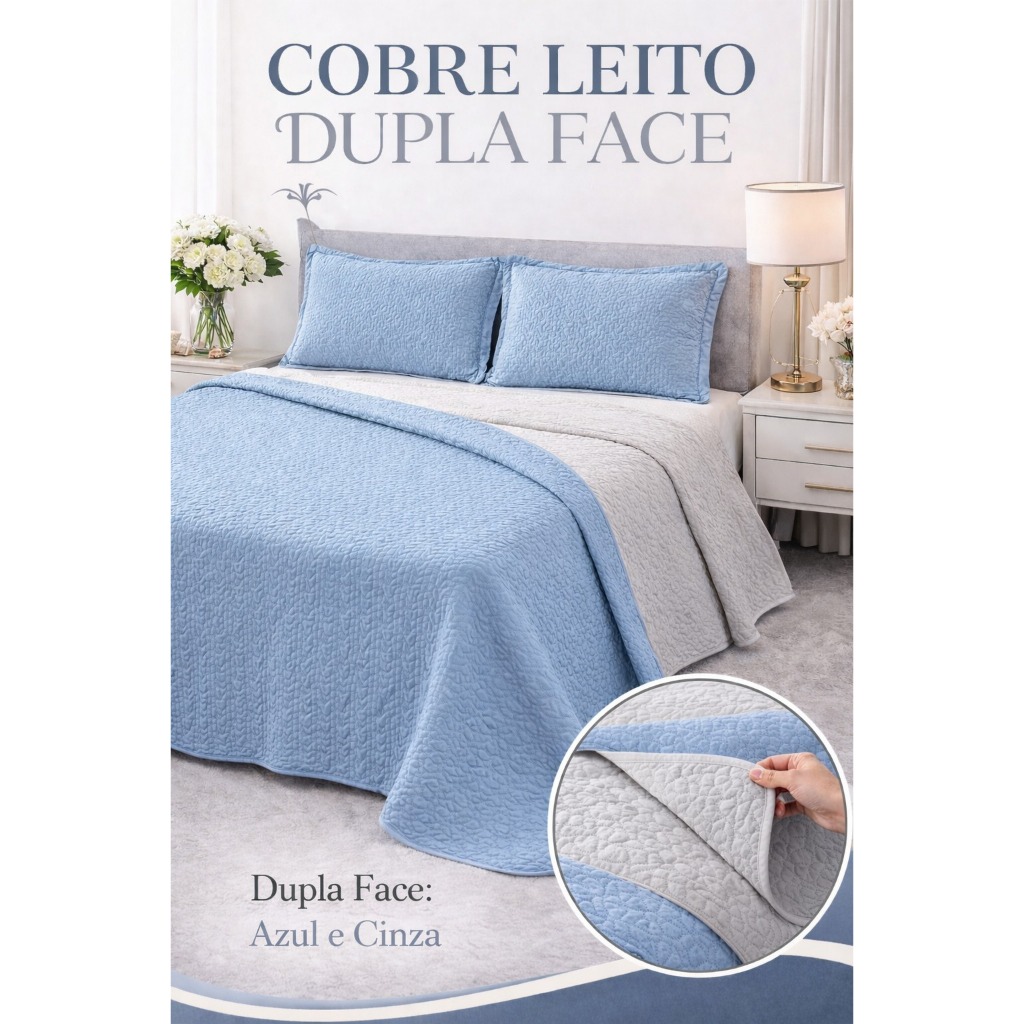 kit Cobre Leito Dupla Face 2,40 x 2,60. em Oferta na Shopee