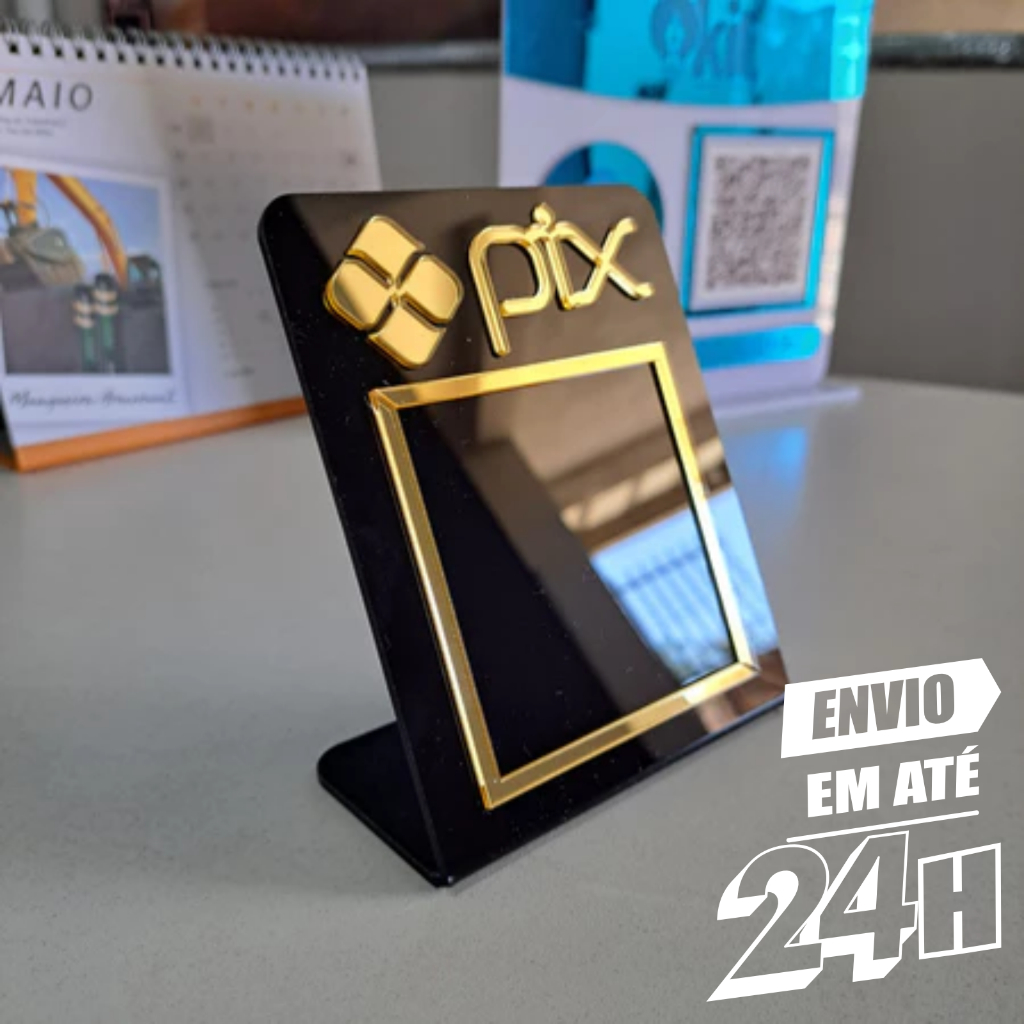 Placa Pix em Acrílico para pagamento/recebimento QR Code