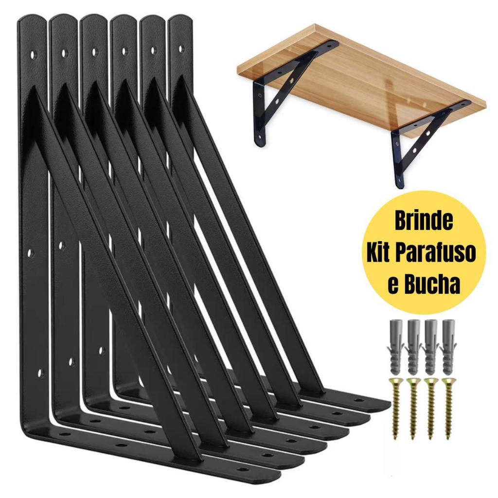 Suportes Mão Francesa Preta 29cm/23cm/19cm Canto Tábua Cantoneira Reforçada Imediato BP