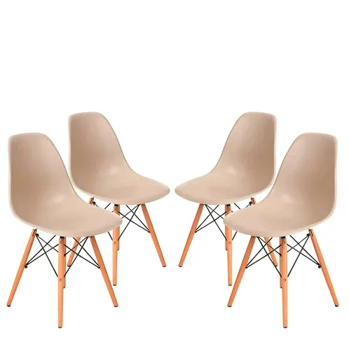 Kit 4 Cadeiras Eames Nude Elegante Base Madeira Estilo Moderno