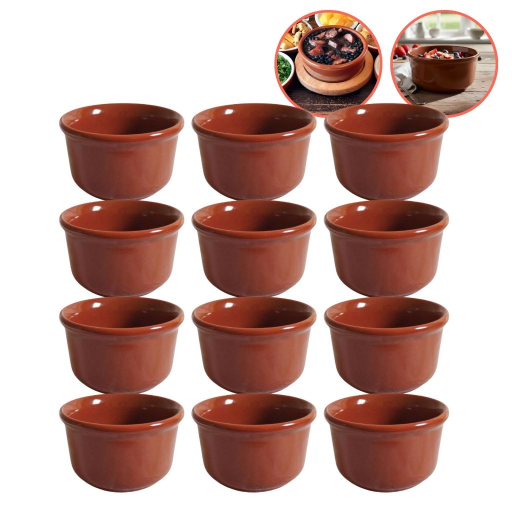 Kit 12 Cumbucas Tigela Barro Cerâmica Bowl Feijoada Caldo Sopa Refratarias Restaurantes Açaí Sobremesa Utensílio