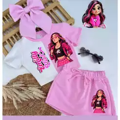 Conjunto infantil e juvenil Emilyy VicKk blusa +short saia