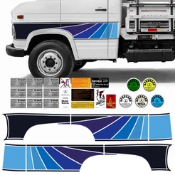 Kit Adesivo Faixa Lateral Porta Caminhão Mb 608 Azul