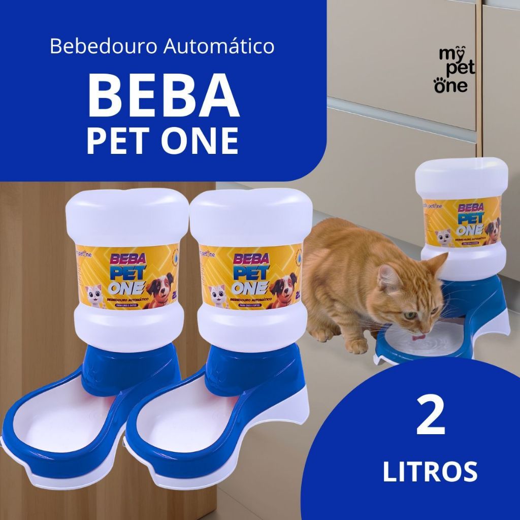 Kit 2 Bebedouro Automático Beba Pet One Azul Galão - 2 Litros em Oferta na Shopee