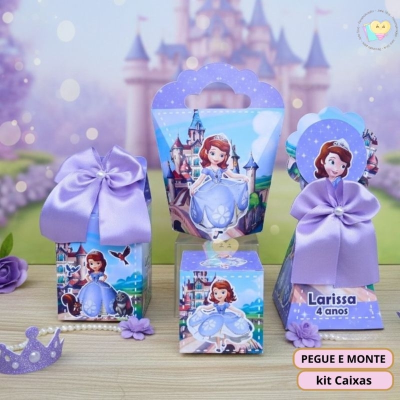 Kit Festa Princesinha Sofia - Personalizados - Lembrancinhas - Festa Infantil - Aniversário - Decoração / PEGUE E MONTE