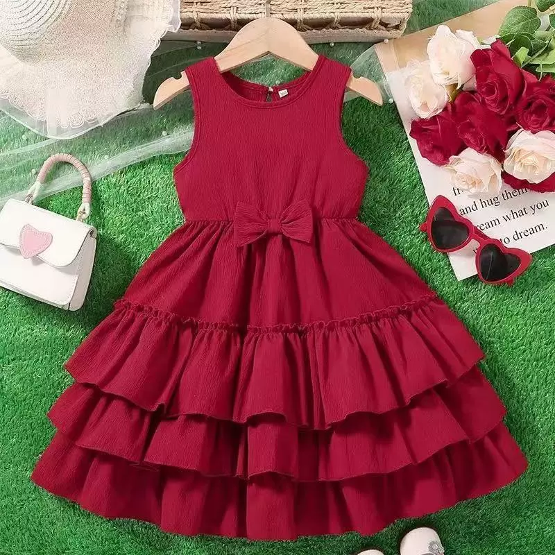 Vestido de Princesa para Meninas Novo Modelo com Colete e Saia com Camadas Trendy para Festa de Aniversário — imagem 1