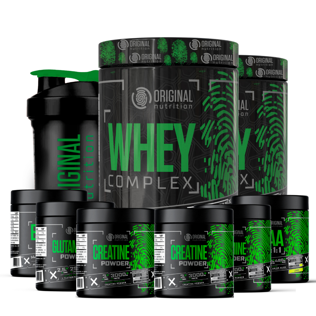 Kit 2x Whey Complex + 2x Bcaa + 2x Glutamin + 2x Crea + Copo em Oferta na Shopee