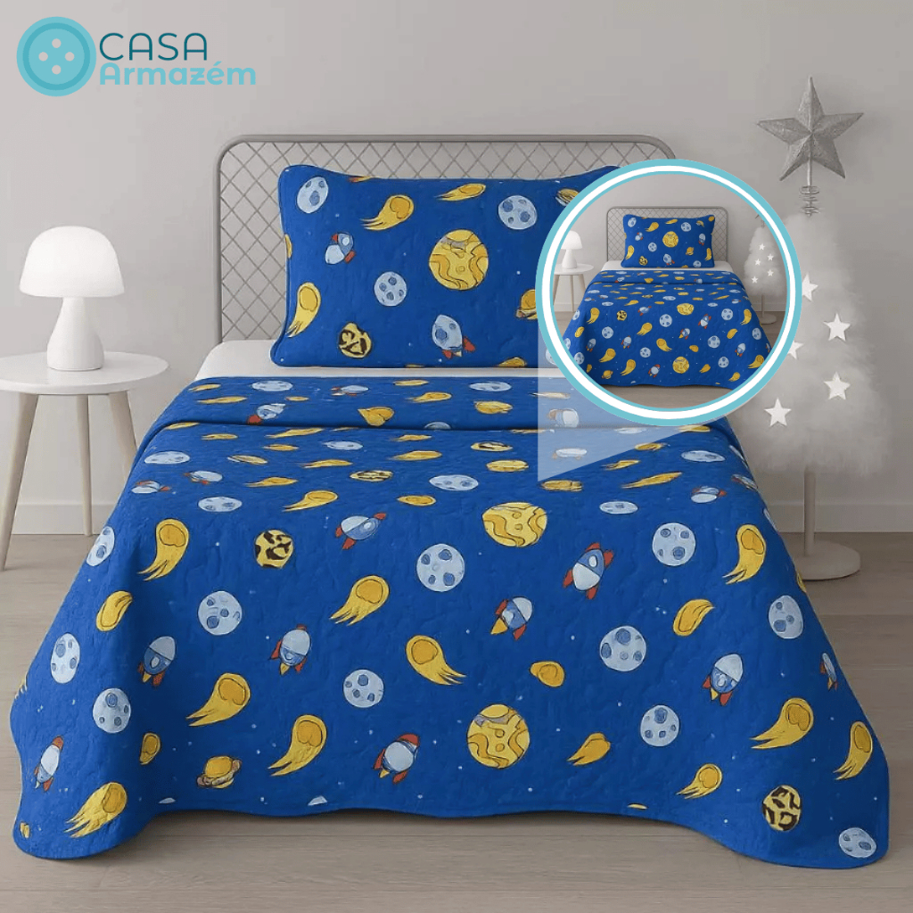 Kit Completo Cama Infantil Solteiro – Cobre Leito Colorido + Lençol Ajustável