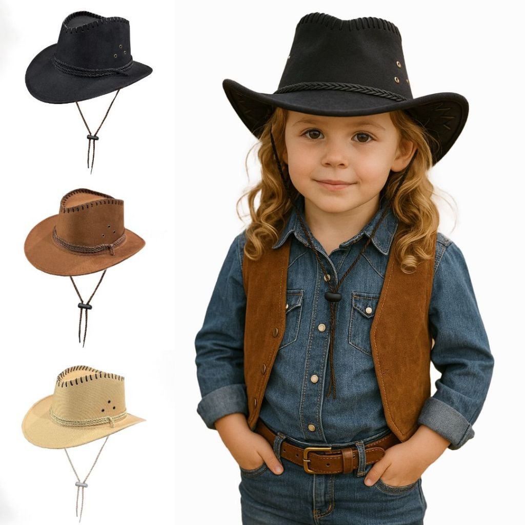 Chapéu Cowboy Infantil Criança de 2 a 8 Anos Country Masculino Feminino Junina Rodeio Camurça