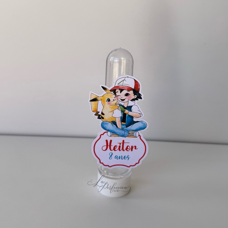 Aplique personalizado tubete Pokémon 3D – Lembrancinha Festa Infantil – Pikachu