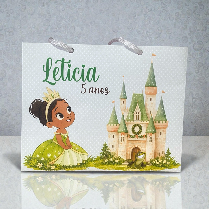 Sacolinhas personalizadas tema Tiana A princesa e o Sapo | Lembrancinha - DESMONTADA