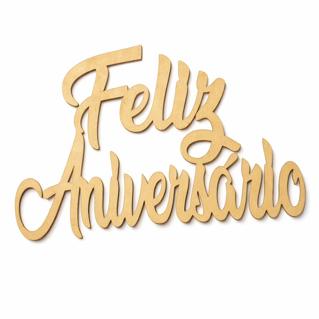 Palavra Letreiro Feliz Aniversário Dourado Aplique Para Festa Personalize a Decoração