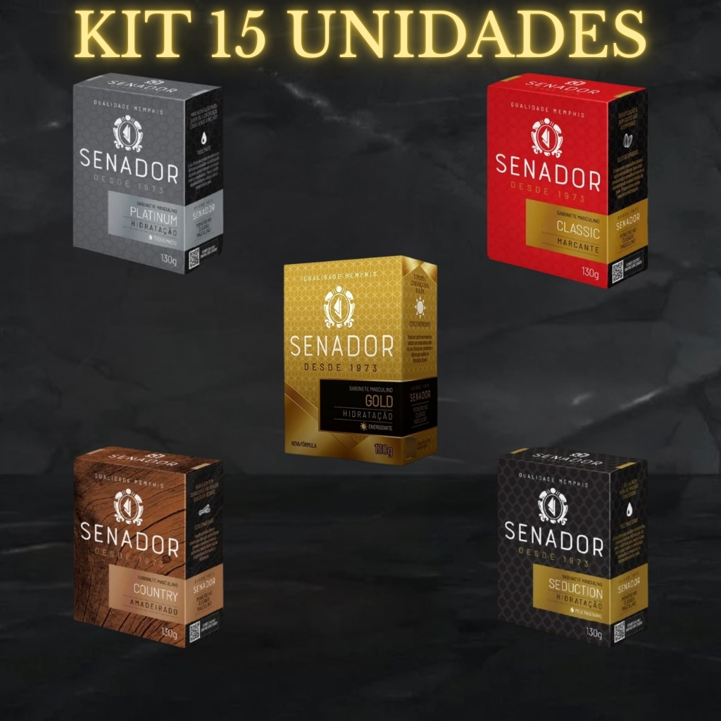 Kit 15 Unidades Sabonete Senador 130g Barra Masculino Várias Fragrâncias Especial Homem Perfumado em Oferta na Shopee