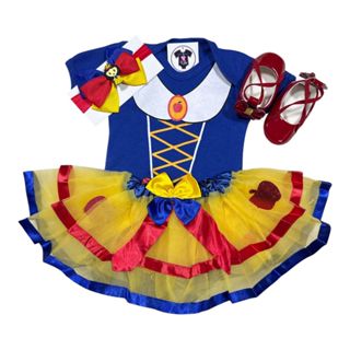 Body Bebê Branca de Neve Princesa + Laço + Saia Tutu - Mesversário Temático em Oferta na Shopee