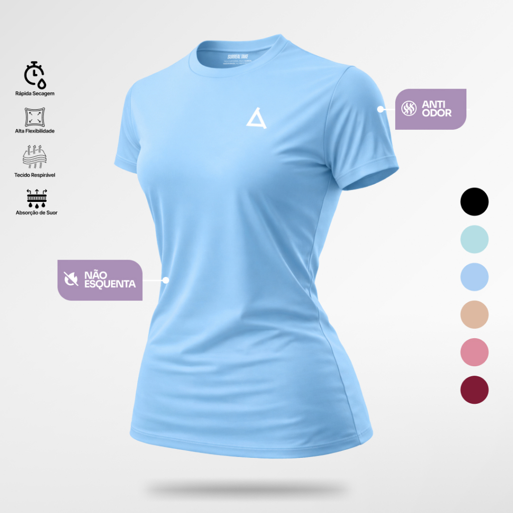 Camiseta Academia Feminina Dry Fit Treino Blusa Slim Caminhada Treino Musculação