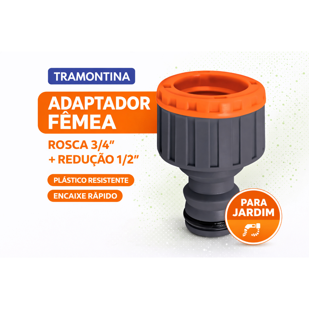 Conector Pino Bico Adaptador Fêmea Tramontina Rosca 3/4" Redução 1/2" Mangueira Irrigação -Torneira-