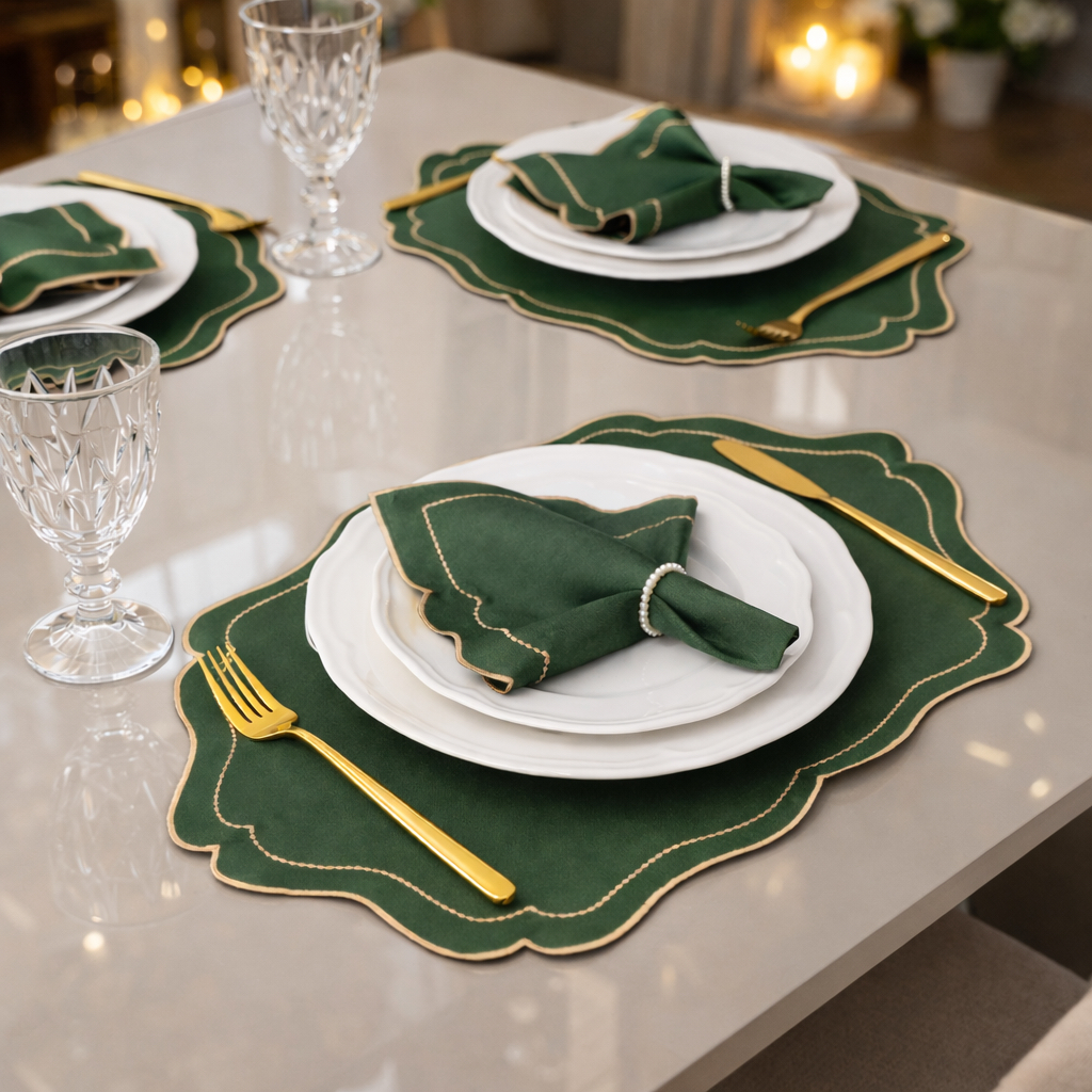 Jogo Americano | 6 ou 12 Lugares | Mesa Posta Sousplat Bordado Elegante Decoração em Oferta na Shopee