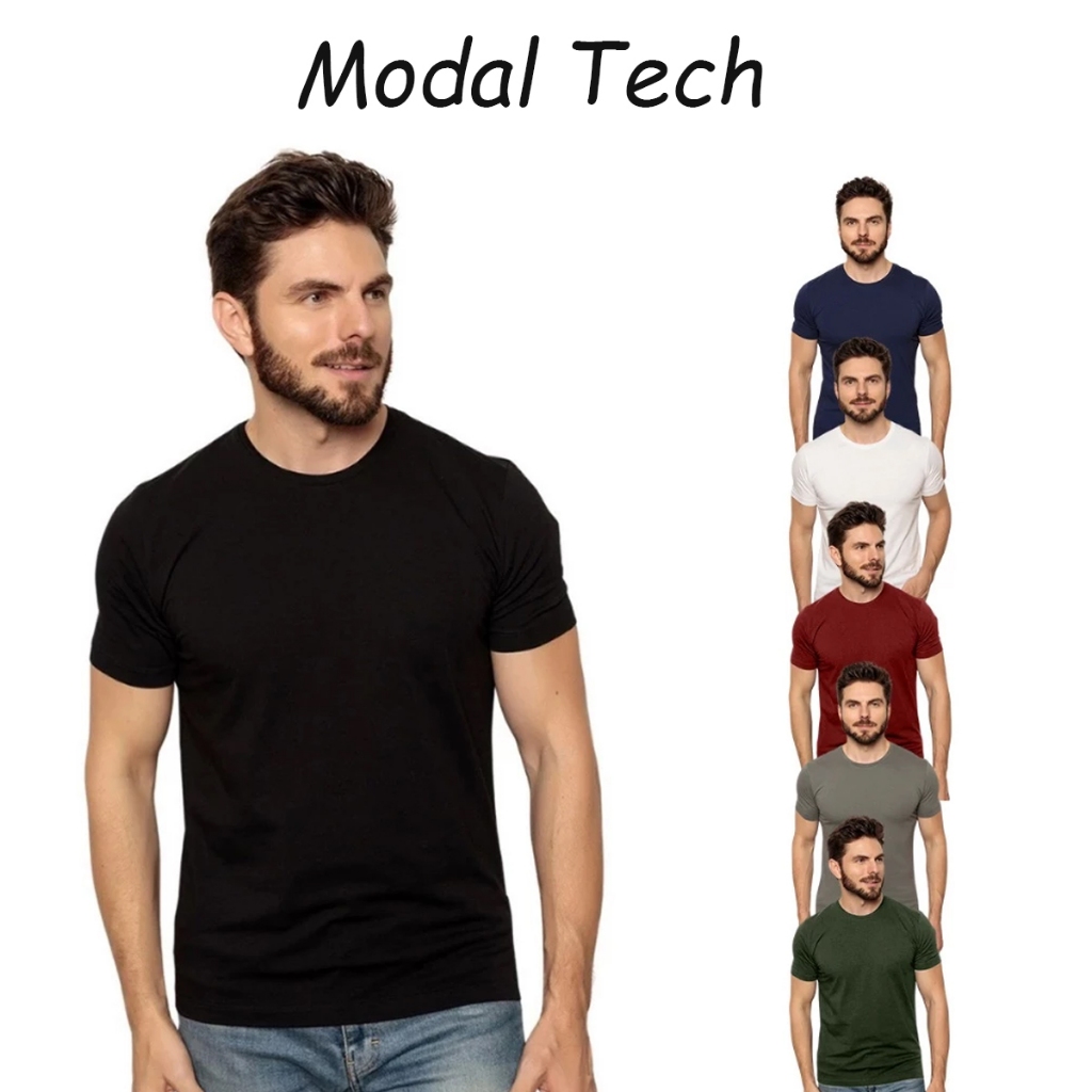 Camiseta Masculina Modal Camisa Básica Premium Não Amassa Vega em Oferta na Shopee