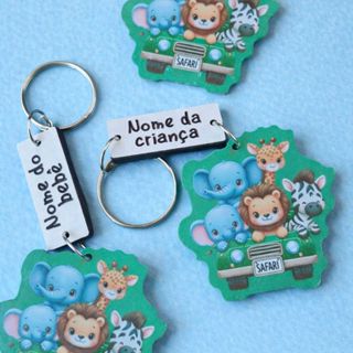 Kit de Chaveiros Safari Em Mdf Adesivado Com Nome Personalizado em Oferta na Shopee