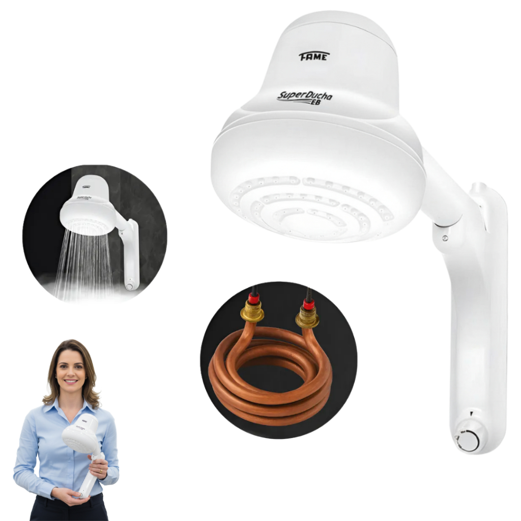 Chuveiro Super Ducha Eletrônica Premium Com Resistência Blindada 220v 4400w Fame