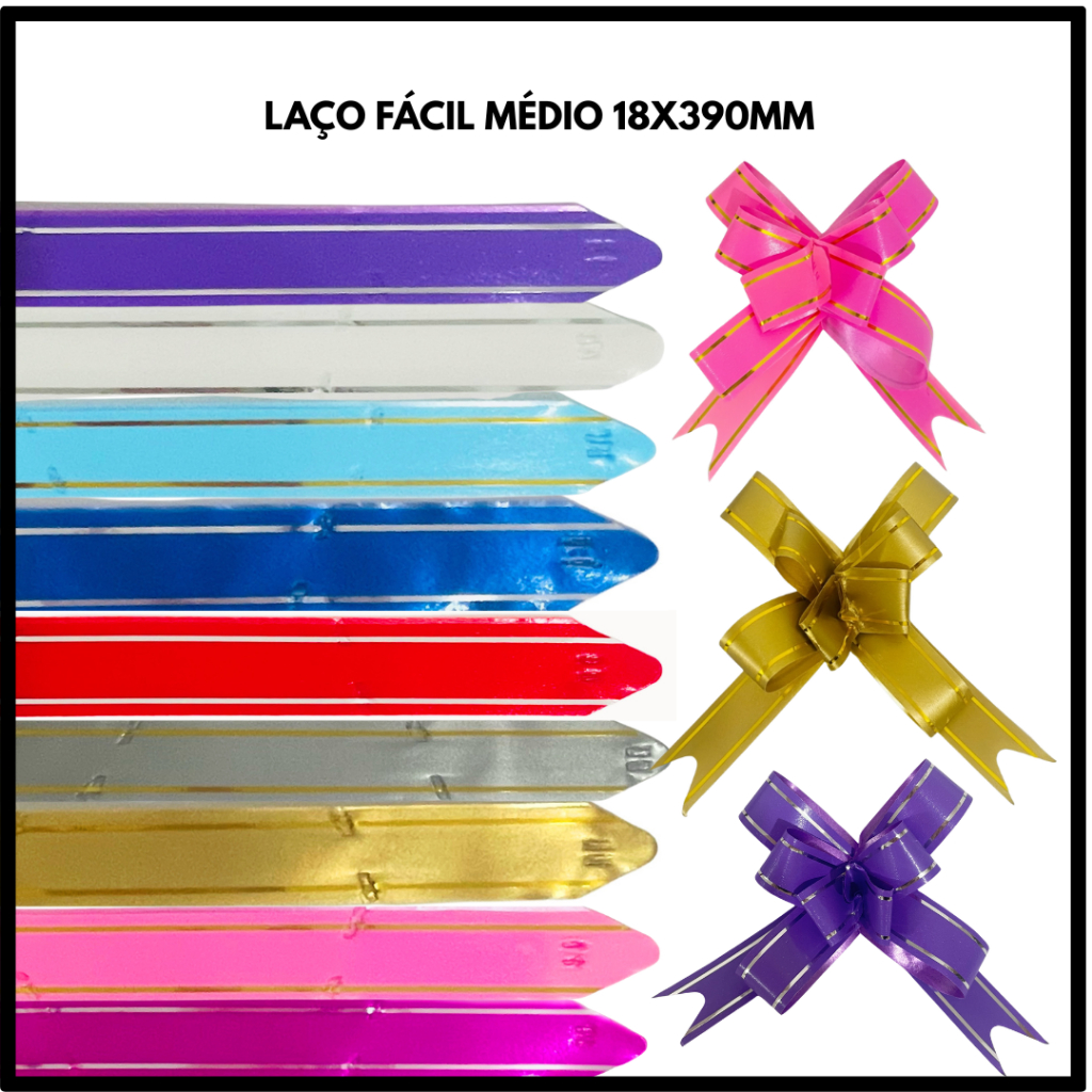 Laço Pronto médio 18x390mm para Embalagem Presente em Oferta na Shopee