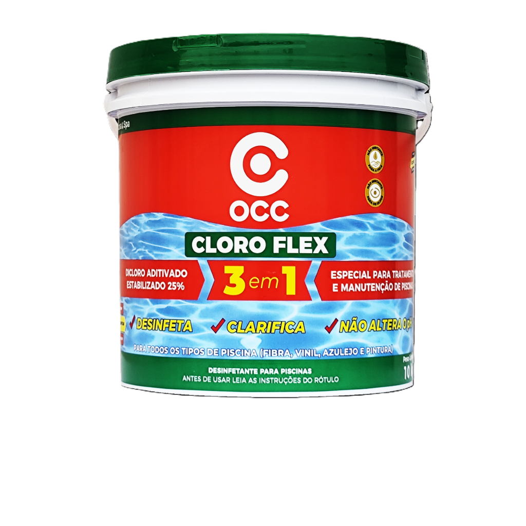 Balde De Cloro Flex OCC 10 Kg Para Limpeza E Manutenção Para Piscina em Oferta na Shopee