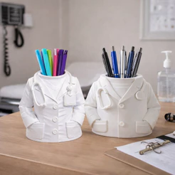 Porta Canetas Médico Médica profissional saúde Jaleco Organizador Decorativo para Mesa de Trabalho