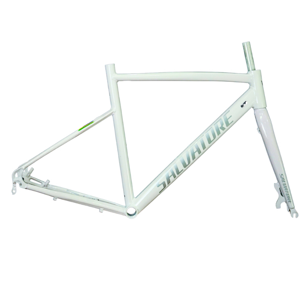 Lançamento SR8 2026 quadro e garfo Speed Salvatore Freio Disco e Ferradura Cor Branco Letras Cinza