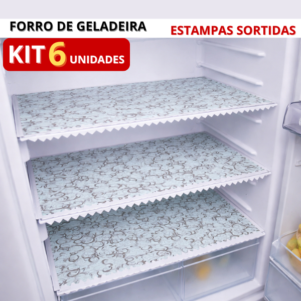 Kit Com 6 Forros Forrar Prateleira de Geladeira Jogos de Toalhas PE Diversas Estampas Sortido