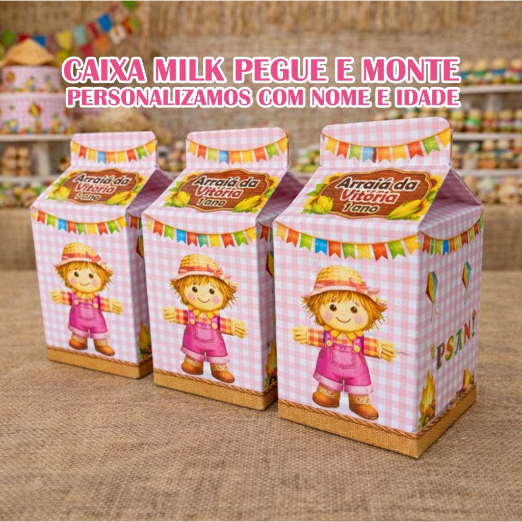 30 Caixas Milk Personalizada  festa junina arraiá rosa – Lembrancinha de aniversário são joão