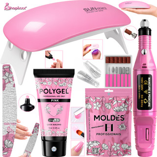 Kit Alongamento Poligel Polygel + Lixadeira Caneta + Molde F1 + Lixa + Cabine De Unha Pol…