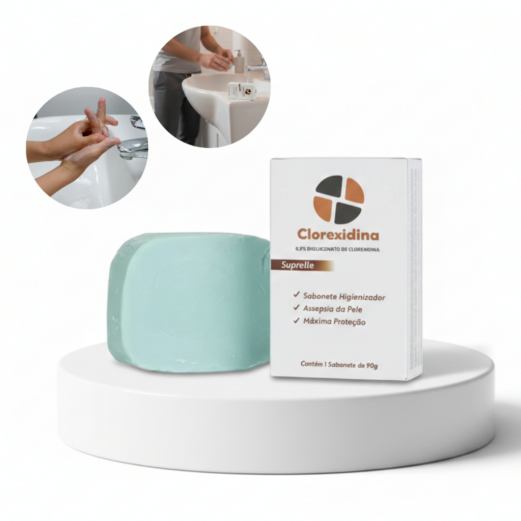 Sabonete Glicerina Clorexidina 90g Suprelle Assepsia Limpa Desinfeta Antibacteriano