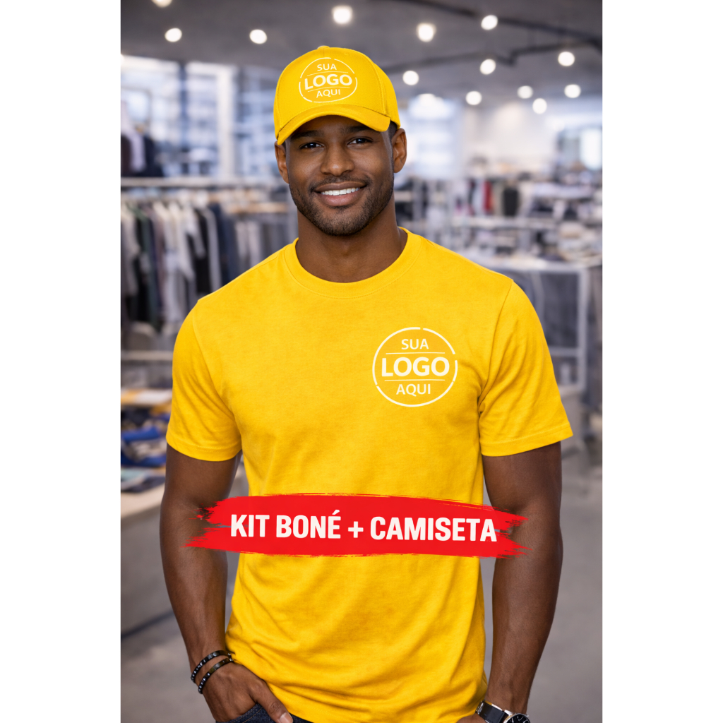 Kit Boné + Camiseta Personalizados com Sua Logo  Unissex Promocional