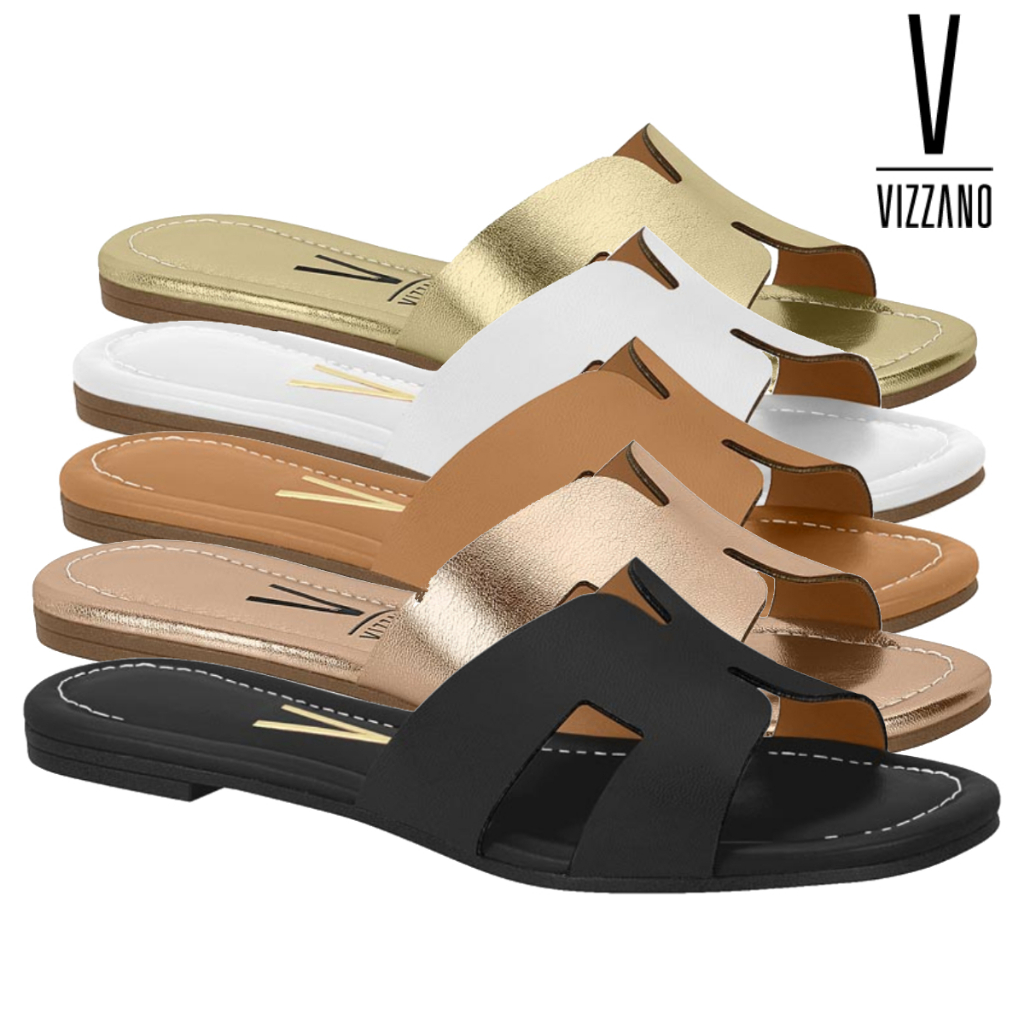 Sandália Rasteira Feminina Vizzano Rasteirinha Leve Macia Shine Glitter Confortável Original em Oferta na Shopee
