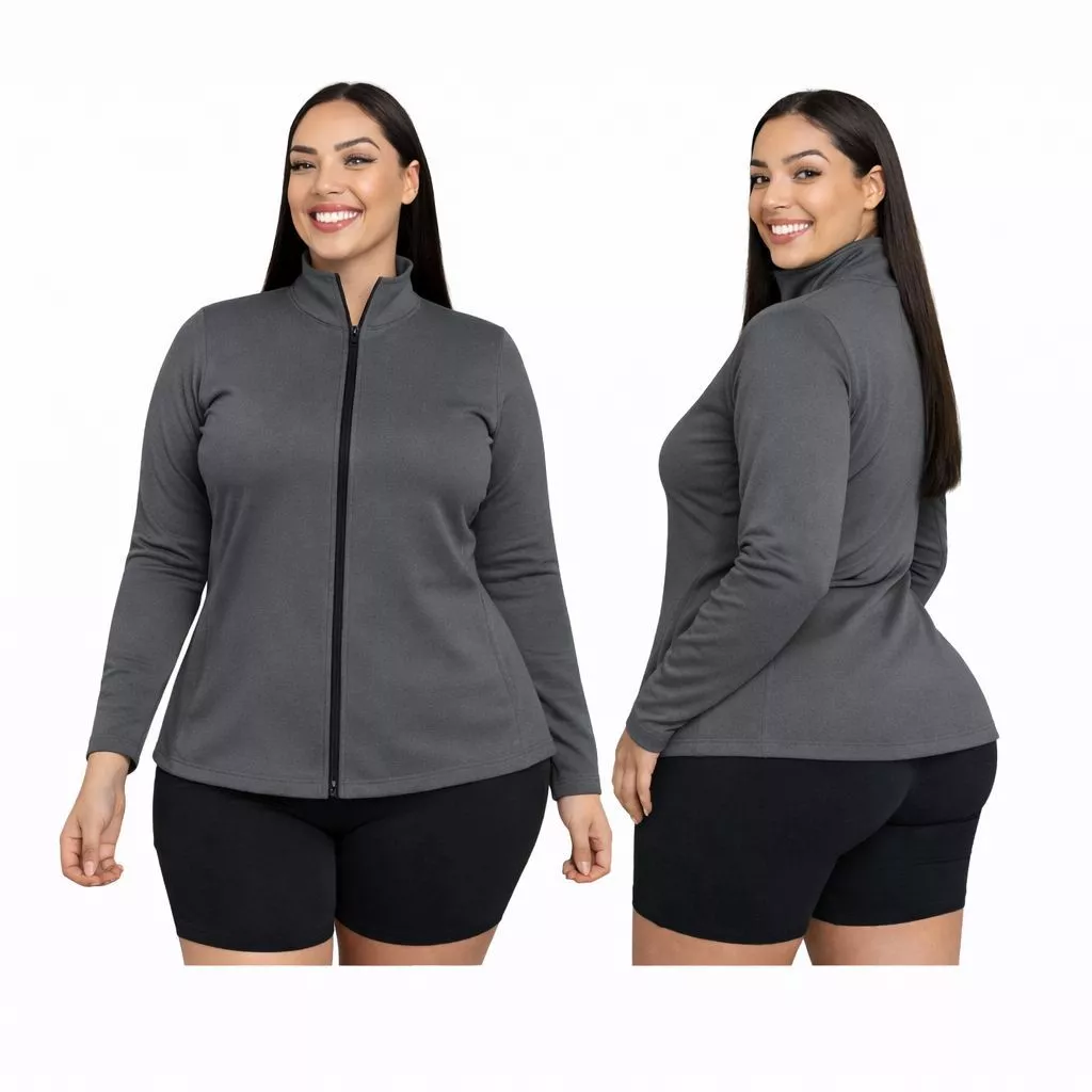 Jaqueta Plus Size  Fitness Feminino Dry Fit Slim Proteção Solar UV, Tecido Térmico, Secagem Rápida — imagem 1