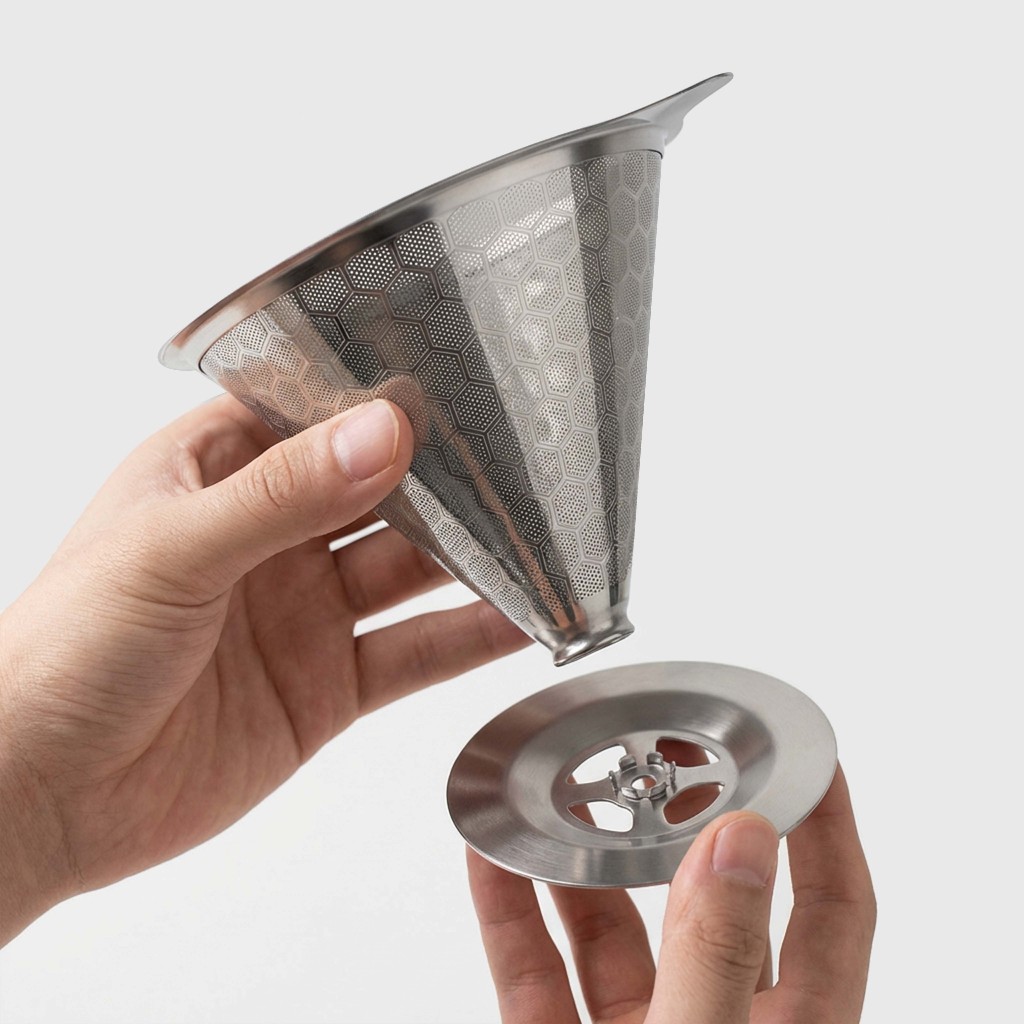 Filtro de café portátil e removível em aço inoxidável, durável, adequado para uso doméstico e em viagens em Oferta na Shopee