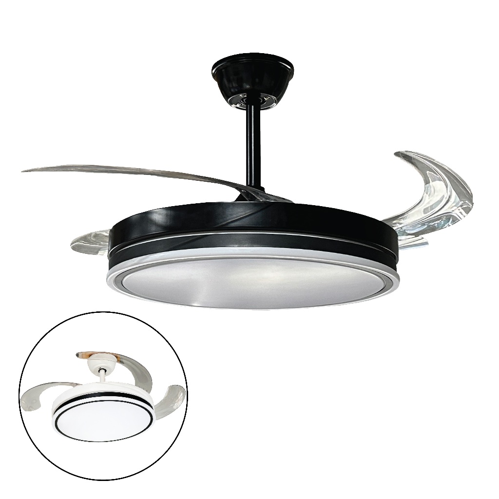 Ventilador de Teto Retrátil com Luminária LED 36W Controle Remoto Branco ou Preto 6 Velocidades 3 Cores Bivolt em Oferta na Shopee