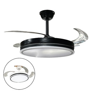 Ventilador de Teto Retrátil com Luminária LED 36W Controle Remoto Branco ou Preto 6 Velocidades 3 Cores Bivolt em Oferta na Shopee