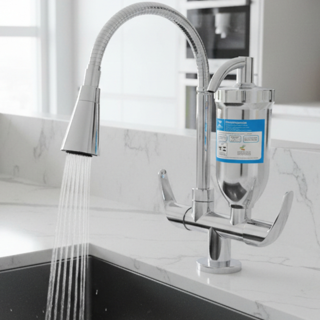 Torneira Filtro Cozinha pia Inox Cromado Vela Carvão Ativado bancada bica Flexivel 2 jatos 1/4 Volta