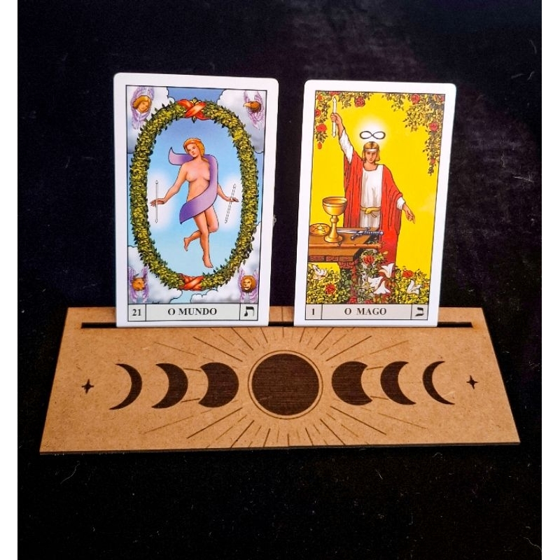 Porta Cartas de Tarot em MDF Gravado a Laser | Suporte Esotérico para Tarot, Oráculo e Baralho Cigano cada