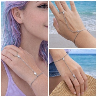 Pulseira de Mão Feminina Aço Inox Delicada Hand Chain Estilo Verão inoxidável prata strass indiana em Oferta na Shopee