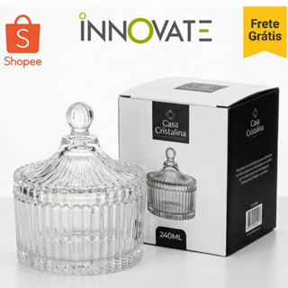 Bomboniere Potiche Cristal luxo vidro tampa baleiro cozinha sala café doces balas Tamanho médio 240 ML em Oferta na Shopee