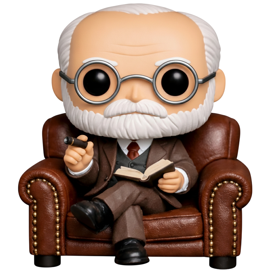 Sigmund Freud Na Poltrona | Escultura Customizada | Boneco Artesanal em Resina 3D  | BRINDE Caixa Exclusiva