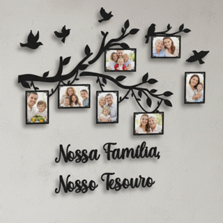 Quadro Decorativo Árvore da Família MDF com Molduras para Fotos Nossa Família Nosso Tesouro em Oferta na Shopee