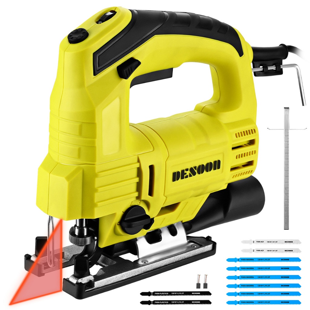 Serra Tico-tico 1000w Potência Contínua Profissional Com Laser E Luz De Led Corte Em Bisel DESOON em Oferta na Shopee
