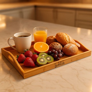 Bandeja Café Da Manha Em Bambu Retangular Com Alça Laterais Multiuso Cantinho Do Café Decoração em Oferta na Shopee