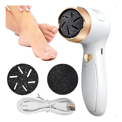 Lixa Elétrica Pé USB Motor Esfoliador Calos Pedicure Portátil Recarregável Branco Dourado Pele Lisa